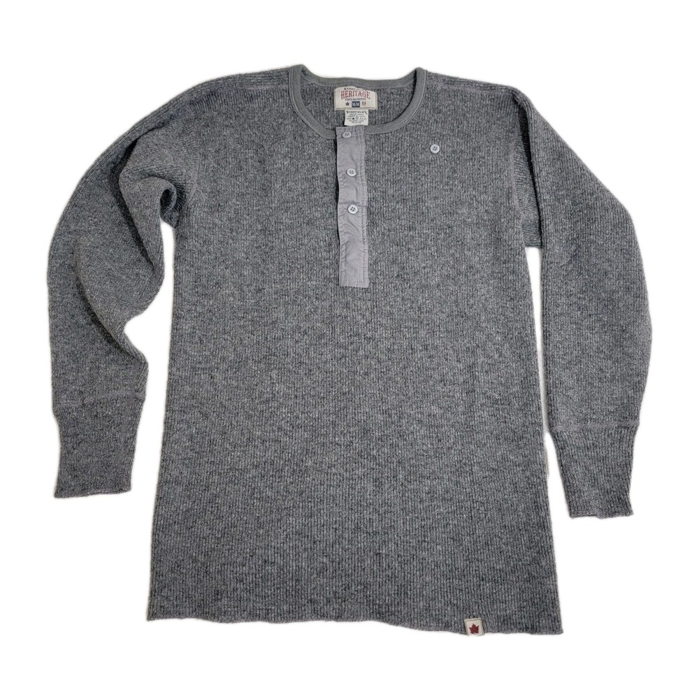 Stanfield's Heritage Wool Henley Shirt Hevyweight Sweater Made‎ In Canada Size M